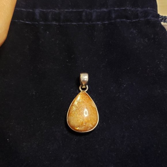 Sun stone pendant in sterling silver with free handmade art card (worth $10) - Picture 10 of 11
